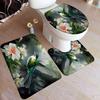 Hummingbird Bath Mat Set White Flowers Green Plants Birds Rustic Home Carpet Bathroom Decor Floor Rugs U-Mats Toilet Lid Cover