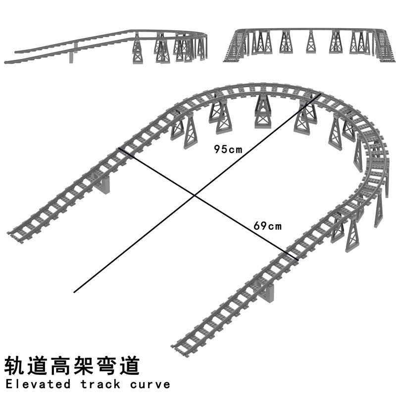 MOC City Train Points Switching Climbing Tracks Viaduct Flexible Railway Crossings Rails Forked Building Block Bricks Kids Toys
