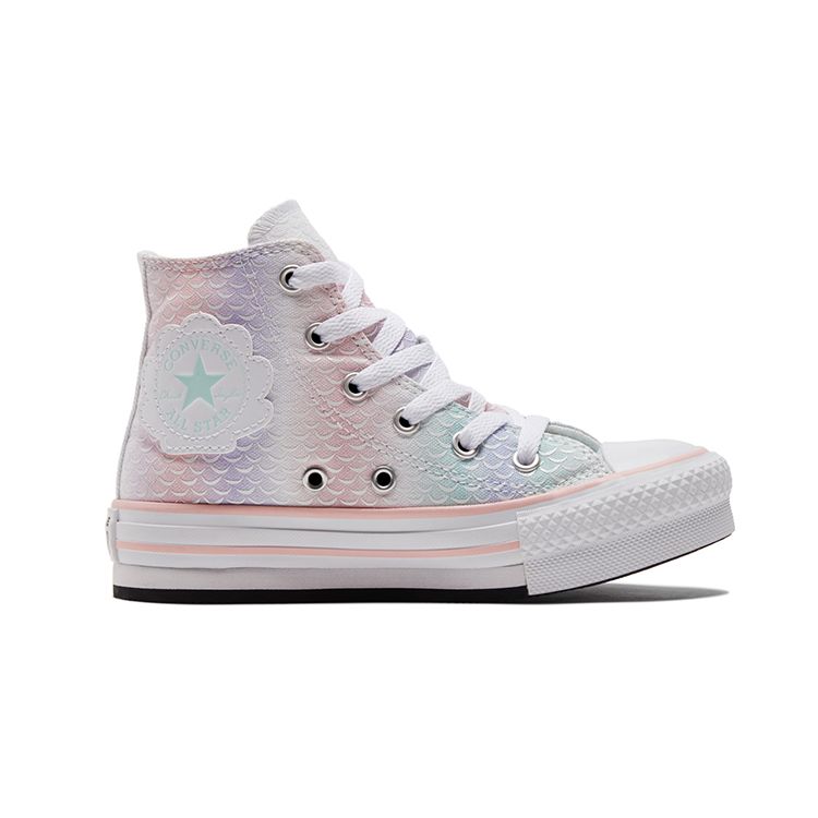 Converse Chuck Taylor All Star Lift Platform High PS Mermaid Scales Kids Sneakers White Storm-Pink Light-Dew 372752C