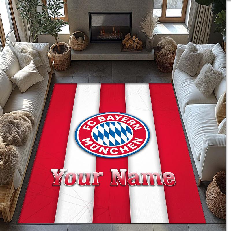 Bayern Munich Printed Crystal Velvet Rug Non‑Slip Crystal Velvet Carpet For Sofa Bedroom Indoor Home Decoration