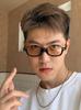 The lower half of the frame anti-blue light glasses men tide myopia small black frame retro vegan flat glasses female personalit
