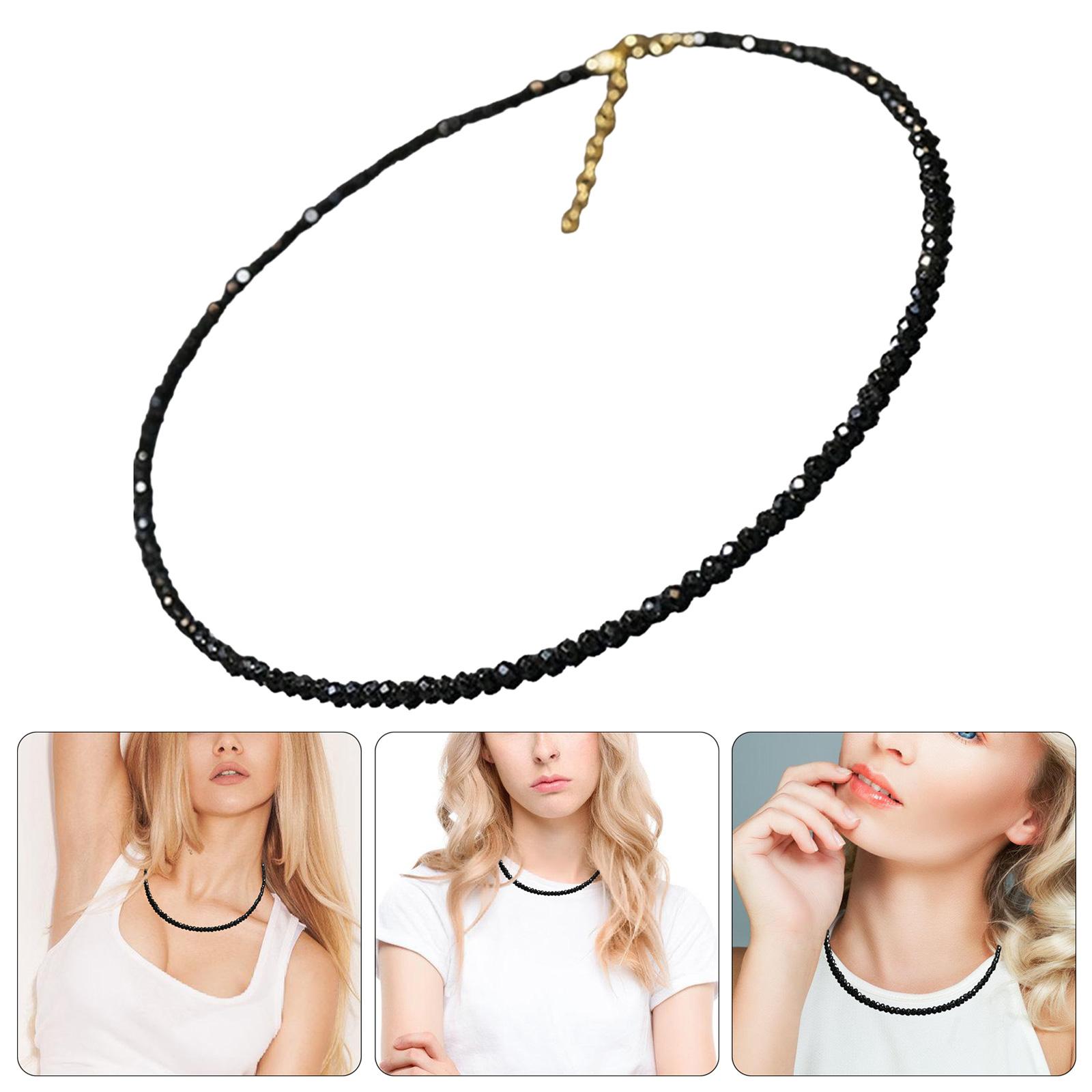 

Elegant Fine Crystal Thin Choker Necklace for Women Fashionable Party Jewelry Accessory Date Night and Celebrations чорний