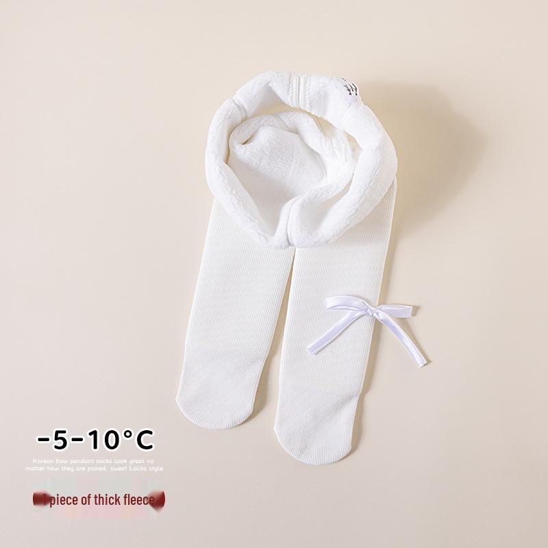 

Girls Lambswool Vertical Stripe Tights with Bow - Autumn/Winter Leggings XS for 65-80cm