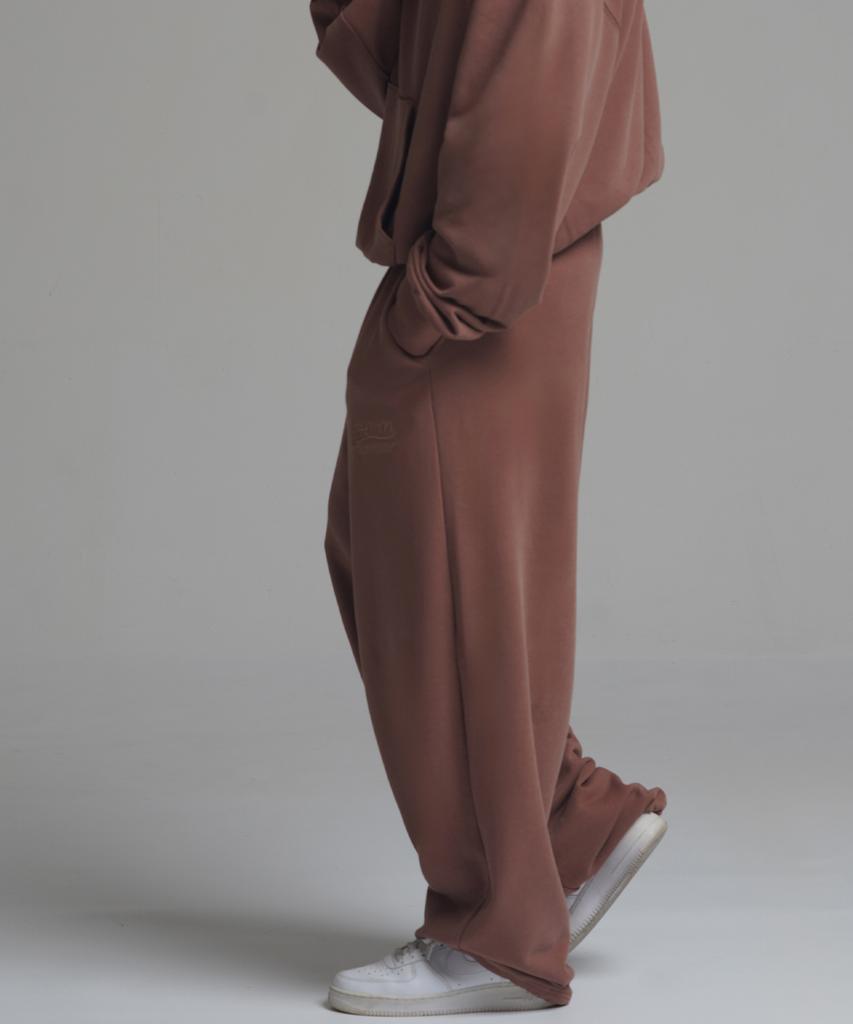 PHERMENON Pigment Oversized Wide String Jogger Pants - Mocha Brown