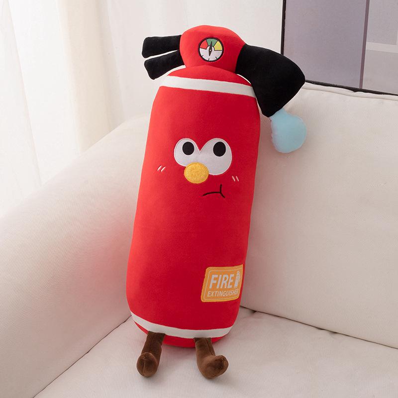 Cartoon Fire Extinguisher Plush Pillow with Road Cone Backrest and Warning Sign Prop 55 cm 055 kg 2290₽