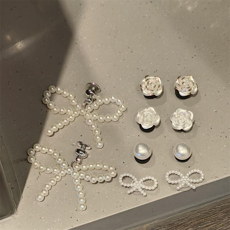

1 Set Pearl Bow Shoe Charms Fashion Clip Sneaker Pearl Flower Advanced Shoe Decorations DIY Detachable Buckle Shoes Accessories