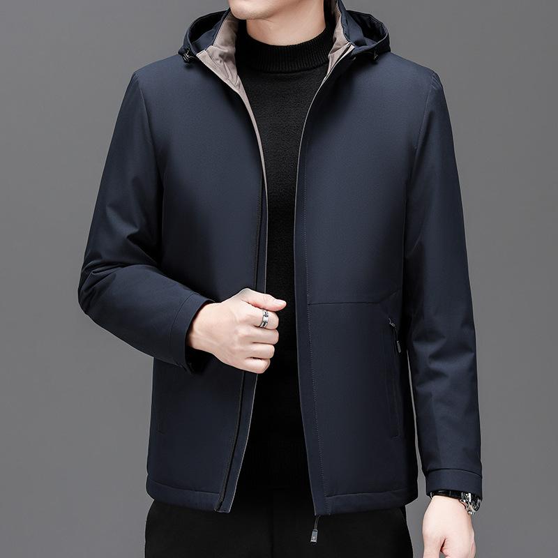 Executive Jacket Cotton Jacket Middle-aged and Elderly Hooded Casual Thick Jacket Men's Winter Fashion Warm Jacket Top