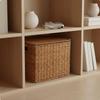 Lidded Storage Box Easy to Organize Wicker Storage Basket Lidded Wicker Basket Natural Material Household Organizer Handwoven