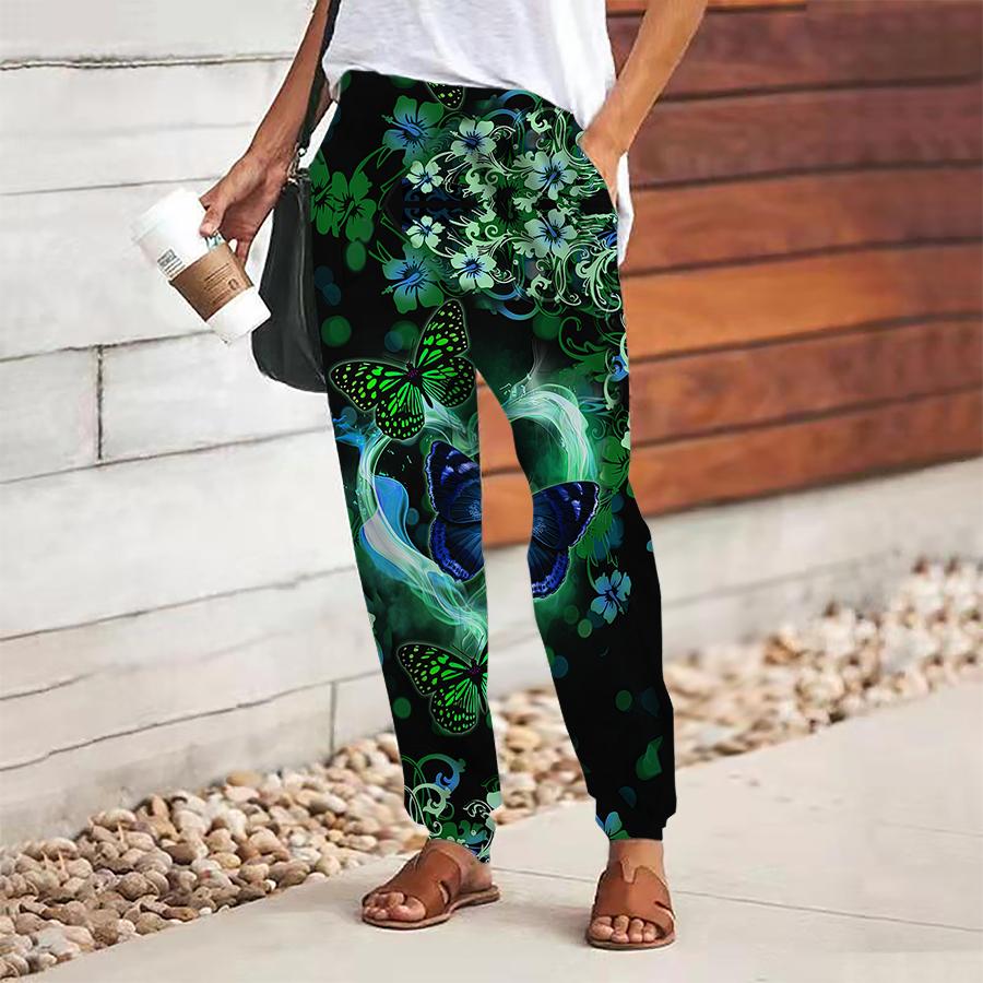 

Женские брюки с цветочным принтом на шнуровке, с эластичной талией, свободные брюки, повседневные длинные брюки, брюки с карманами XS синий