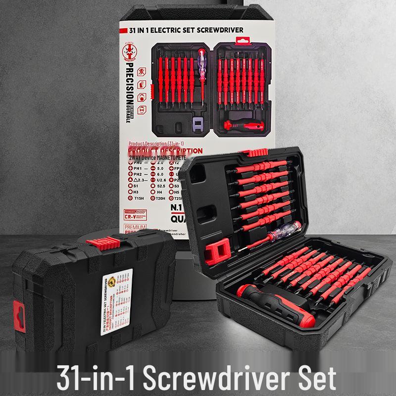 High-Voltage Resistant Multi-Purpose Insulated Screwdriver Set with Strong Magnetic Tips and Integrated Voltage Tester