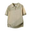 Solid Color Half Zipper Lapel Ice Silk Knitted Sweater POLO Shirt Men's Breathable Thin Short Sleeved T-shirt