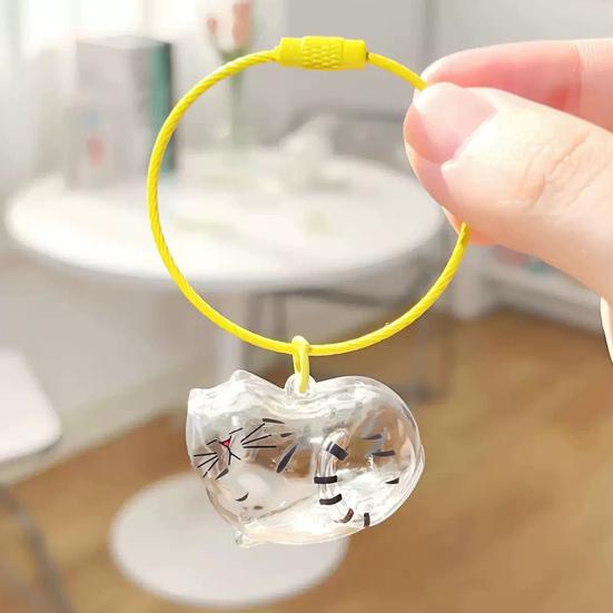1/6Pcs Cat Style Memorial Keychain Pendant Transparent Cat Hair Storage Bottle Key Chain Pet Memorial Accessories