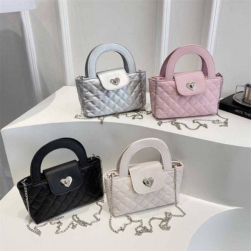 Borsa a tracolla quadrata piccola, nuova, estiva, elegante, semplice e squisita, con catena a maglie diamond retro
