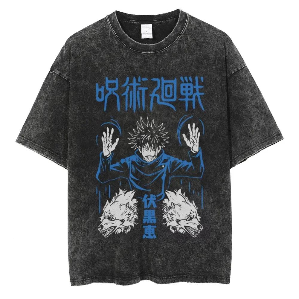 Anime Jujutsu Kaisen Magliette Gojo Satoru Lavate Uomo Donna Cotone Harajuku Magliette Ryomen Sukuna Retro per Uomo Donna Top