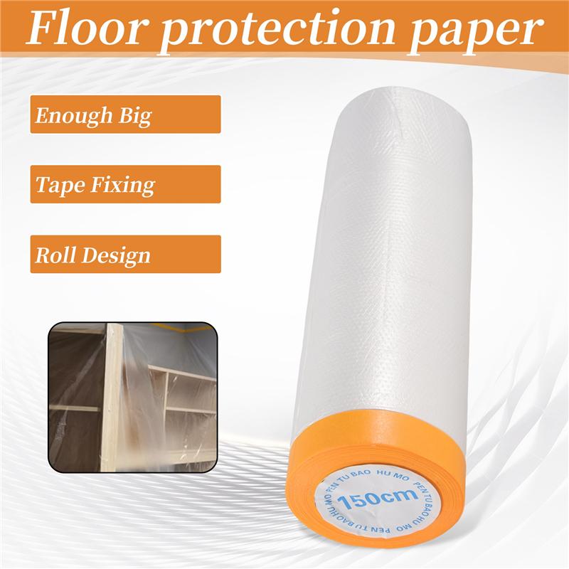 4 Rolls Clear Plastic Sheeting 4.9X 65.5 Ft Pre-Taped Masking Film Drop Cloths For Painting Automotive Painting Covering-B61B