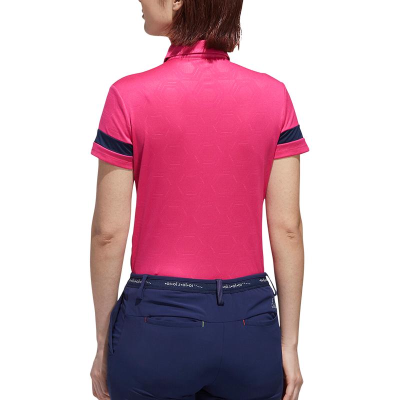 Adidas Color Block Ribbed Sports Polo Shirt Women tops Pink FJ2438