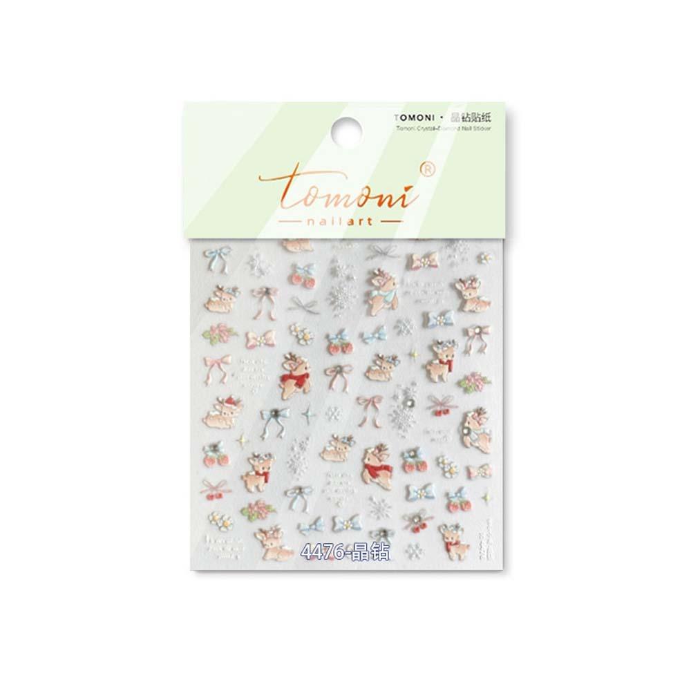 Nail Accessories Christmas Diamond Nail Stickers 5D Diamond Pearl Christmas Tree Christmas Nail Decals Bowknot Snowflake
