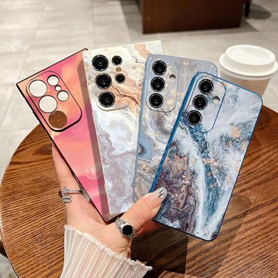 Funda protectora de lente suave y delgada a prueba de golpes de TPU con diseño de mármol colorido para Samsung S25, S24, S22 Ultra Plus, S23, S21, S20 Fe, A55, A54, A53, A34, A15, 5G