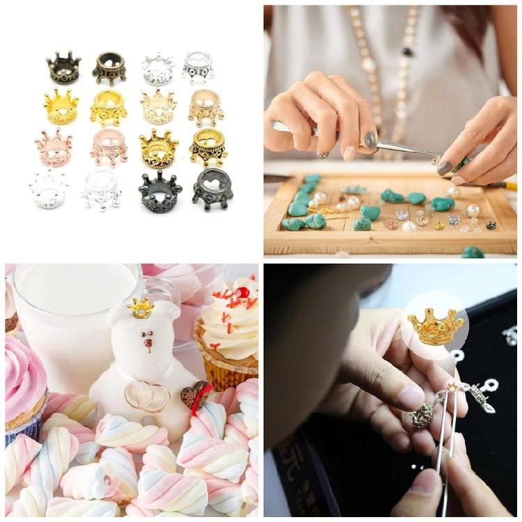 120pcs Mini Crown Loose Spacers Bead Pendant DIY Jewelry Accessories Making Gift