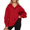 Women's Fashion Long Sleeve Solid Color V-Neck Loose Sweatshirt Top