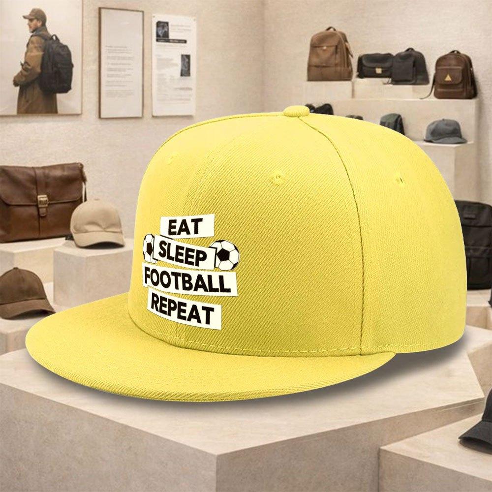 Eat Sleep Football Repeat Graphic Baseball Cap Polyester Unisex Snapback Hat Casual Street Style