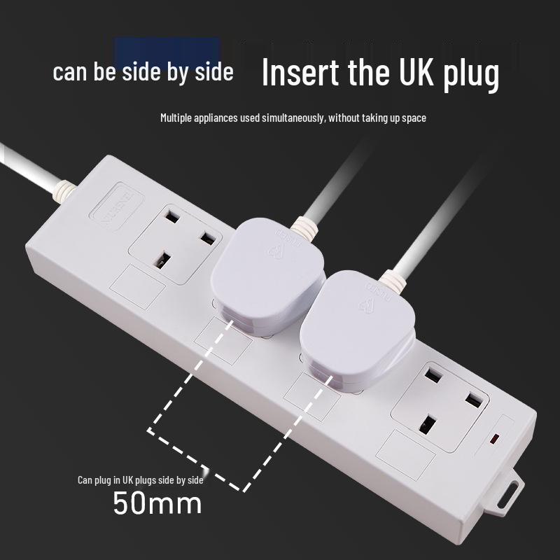 Genius UK 13A Power Strip with Overload Protection and No Switch, 250V Extension Cord
