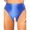 Womens Glossy Stretchy Panties High Waist Open Crotch Design Elastic Waist Sexy Underwear Lingerie
