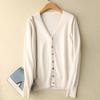 Spring and Autumn Women's Korean Version of The Blouse  Solid Color Fashion V-neck High-end Knit Cardigan Short Section Plus Size