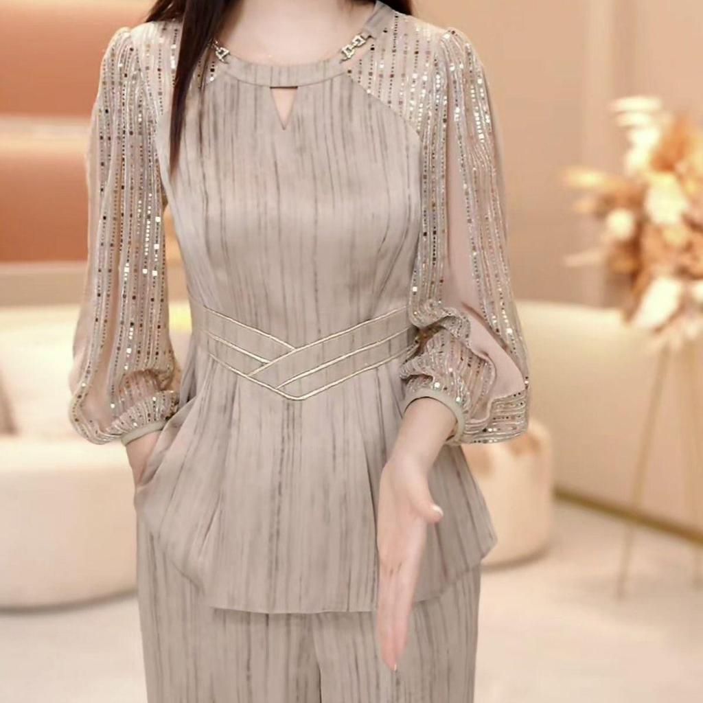 Elegant High-End Two-Piece Set: Slimming Top & Pants for Women, 2025 Spring Collection