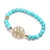 Turquoise Gemstone Bracelet Tree of Life Beaded Zircon Jewelry Men Women Natural Stone Wristband Stylish Accessory