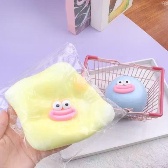 Cartoon Sausage Mouth Stress Ball Bun Squeeze Fidget Big Eyes Steamed Toy Soft Stretchy Decompression Dumpling