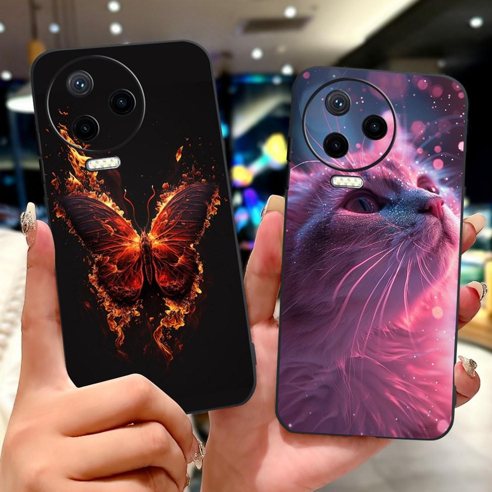 For Infinix Note 12 Pro 4G Case X676B Silicone Cute Cat Fashion Flowers Painted Cover For Inifnix Note 12 Pro Phone Case Bumper
