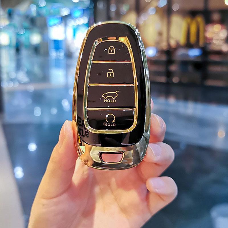 New TPU Car Remote Key Case Cover For 2022 2021 2020 Hyundai Sonata Nexo Santa Fe Tucson 4 Buttons Keyless Shell Fob Accessories