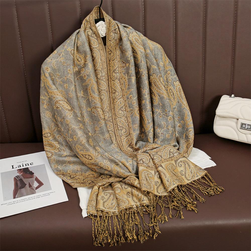 Thickened Paisley Jacquard Scarf Windproof Bohemia Poncho Hijab  Women/Men