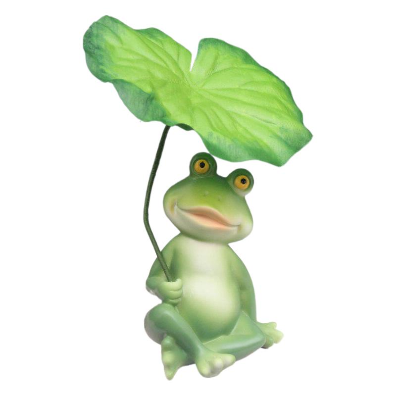 Resin Frog Figurines Decor - Cute Umbrella Frog Statue For Outdoor/Indoor Garden, Funny Animal Sculpture Gift For Frog Enthusias