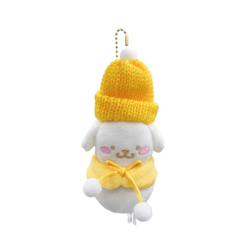 Japanese Charming Winter Snowman Plush Toy Featuring Cinnamon Dog Charm Bag