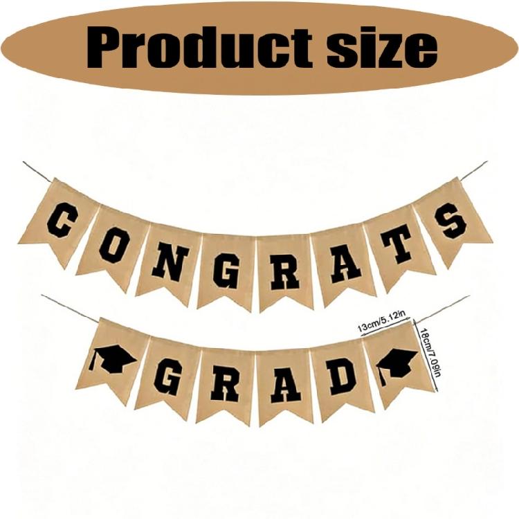 Stylish Graduation Themed Banners Hanging Ornament Linen Fabric Bunting For Party Backdrops Indoor and Outdoor Use