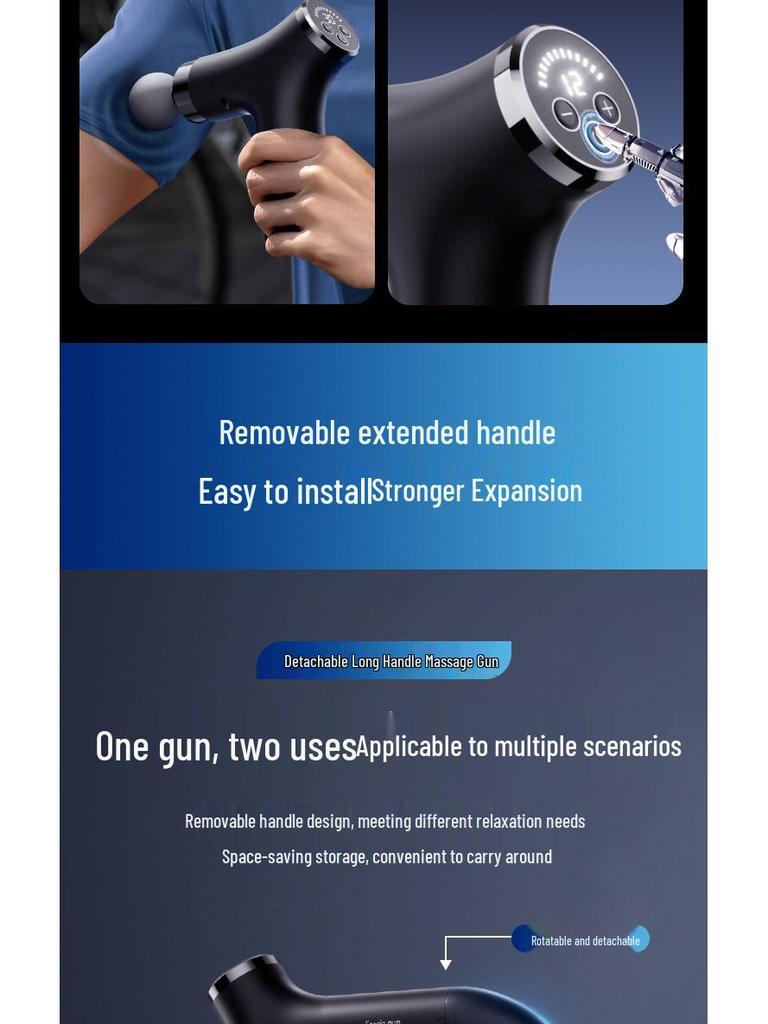 Smart Multi-functional Handheld Massager with Angled Head and Long Handle for Muscle Relaxation