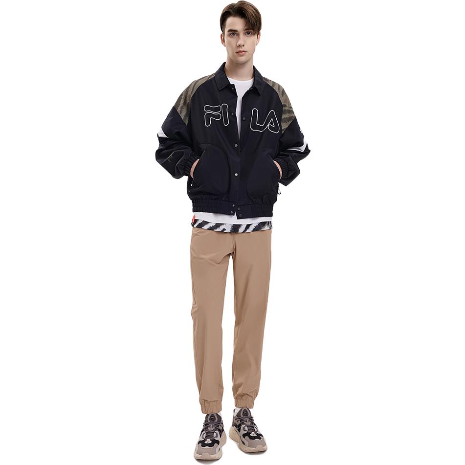 FILA 2023 Autumn New Fashion Casual Lapel Long Sleeve Woven Jacket Men jackets Black F11M339703FBK