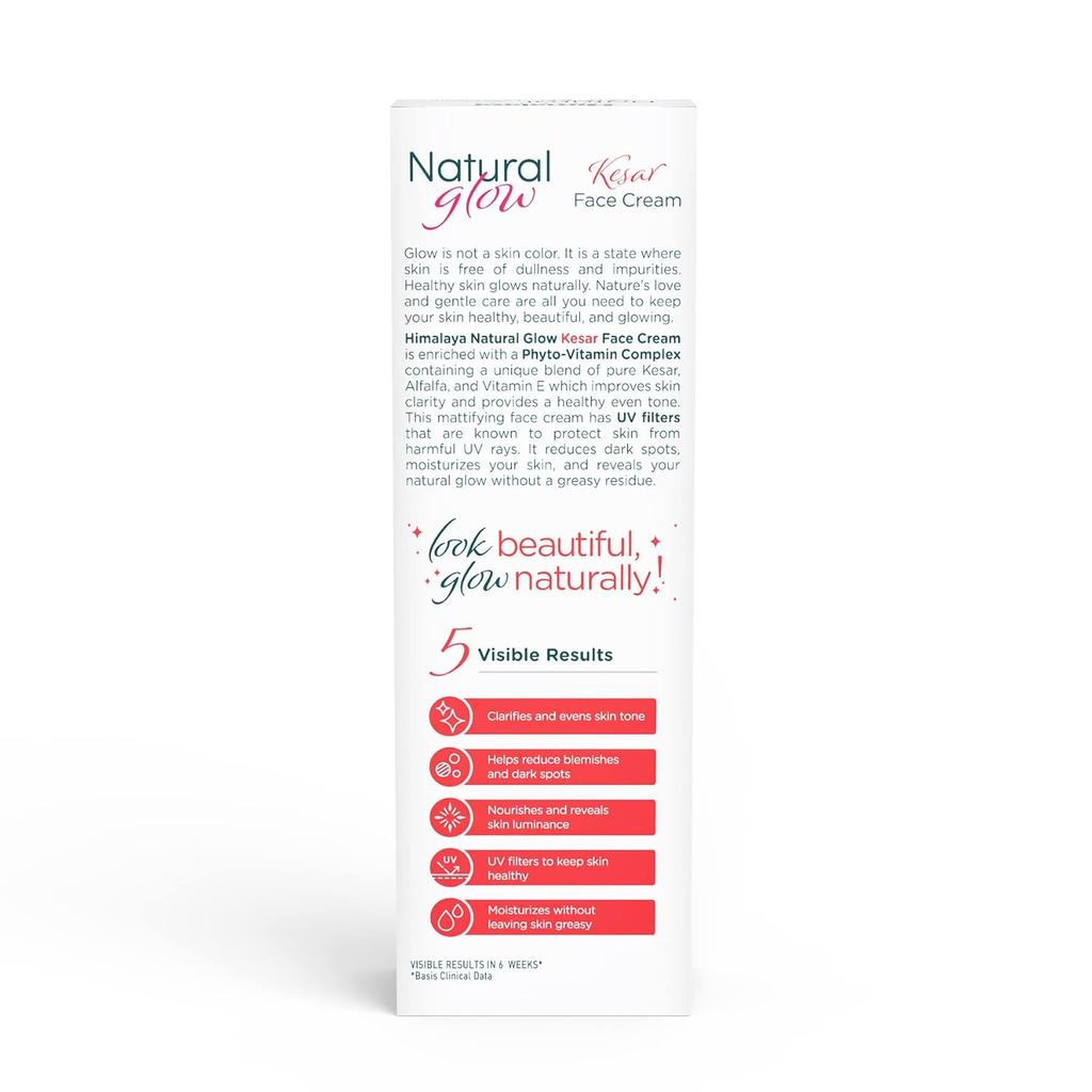 Himalaya Natural Glow Kesar Face Cream 25g For Radiant Even Tone Skin With UV Protection And Moisturizing Non Greasy Formula For Daily Use