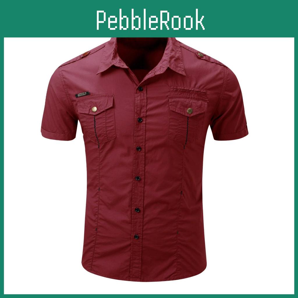Sleeved Mens Short Shirt Outdoor Mens Plus Size Military Workwear All Cotton Shirt
