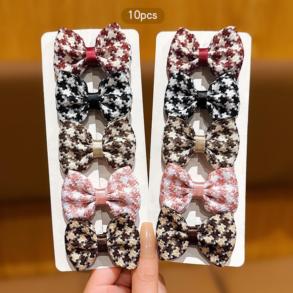 

10 разноцветных клетчатых заколок-бантов для волос, милые и стильные аксессуары для волос, подходящие для повседневного использования