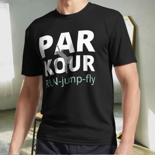 

New Shirt parkour run jump fly designe Active Logo T-Shirt Funny Size S to 5XL M