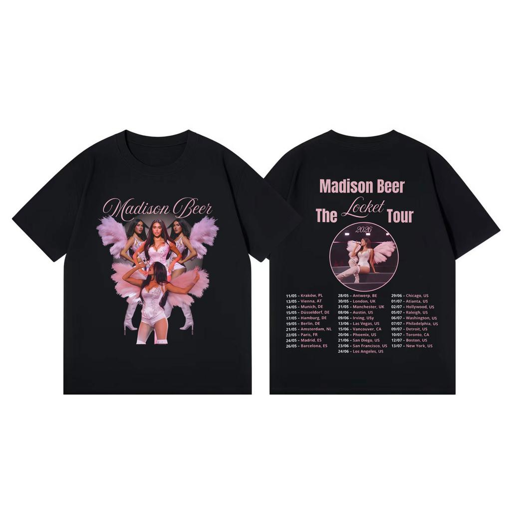 Madison Beer The Locket Tour 2026 T Shirts Men Women Fashion Y2k Aesthetic Tshirt Summer Casual Cotton Short Sleeve Tshirts