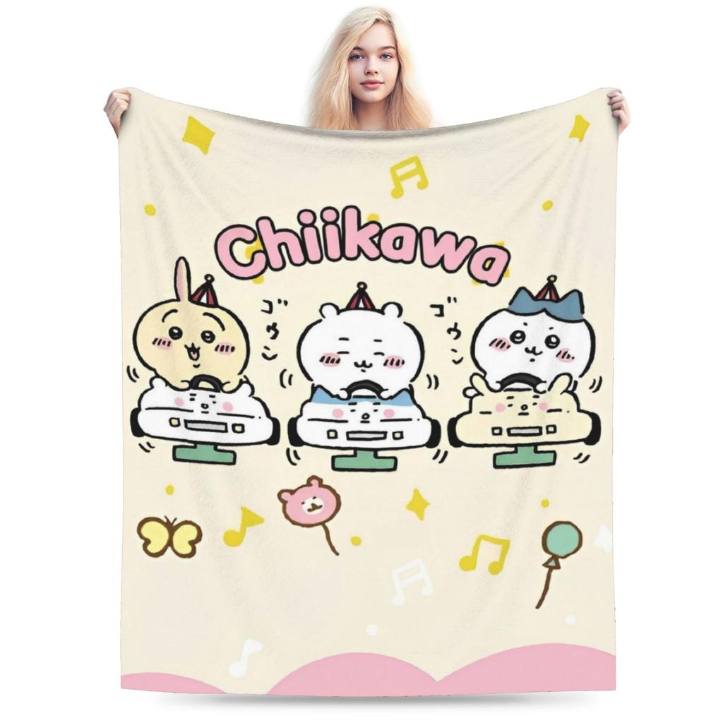 Chiikawa Cute Cartoon Manga Blanket Hachiware Usagi Wool Vintage Soft Throw Blanket for Home Decoration