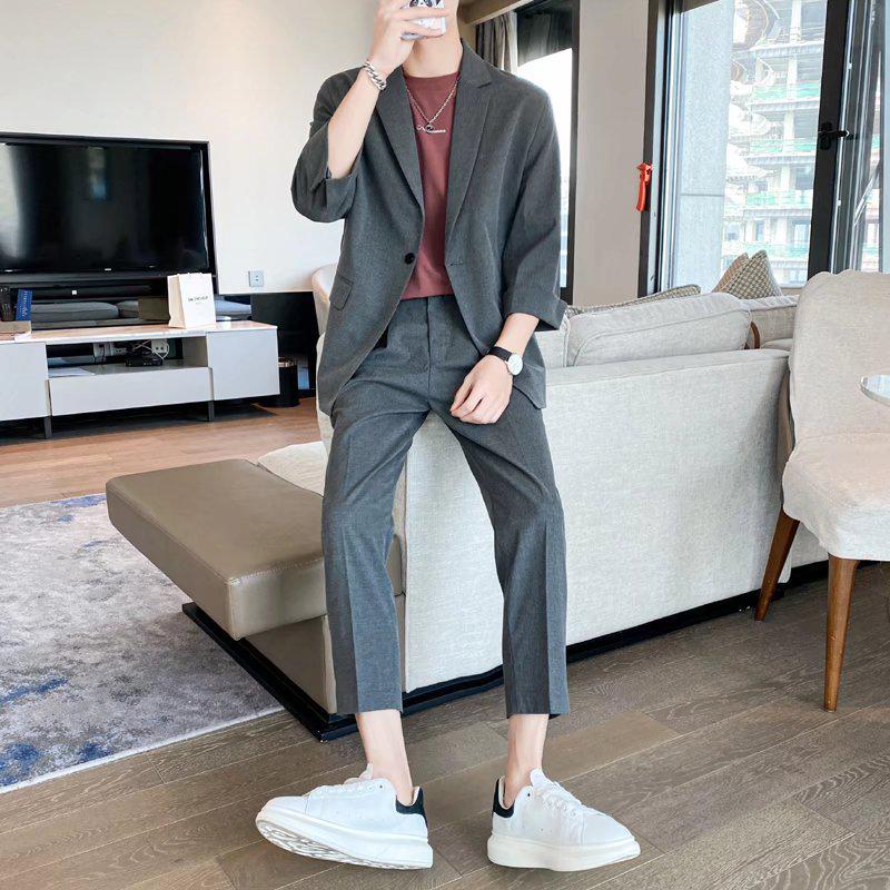 Sacou de costum lejer pentru bărbați, la modă, ușor, în stil coreean, pentru primăvară și vară