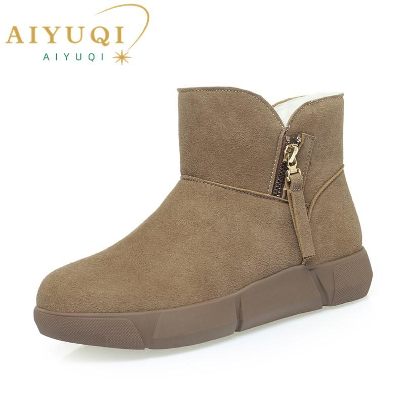 Fashion AIYUQI Snow Boots Female Genuine Leather 2025 New Natural Wool Winter Boots Women Large Size Non-slip Women's Ankle Boots
