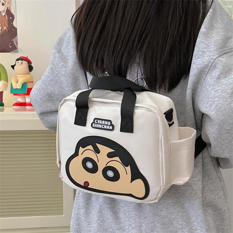 Cartoon Cute Crayon Shin-Chan Backpack Large Capacity Canvas Handbag Portable Shoulder Crossbody Bag Multifunctional Storage Bag