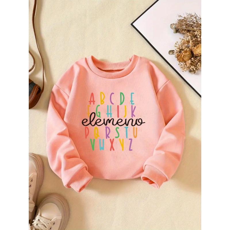 Kids Sweatshirt Creative Letter Pattern Fashion Casual Round Neck Sweatshirt Suitable for Daily Party Vacation Gift