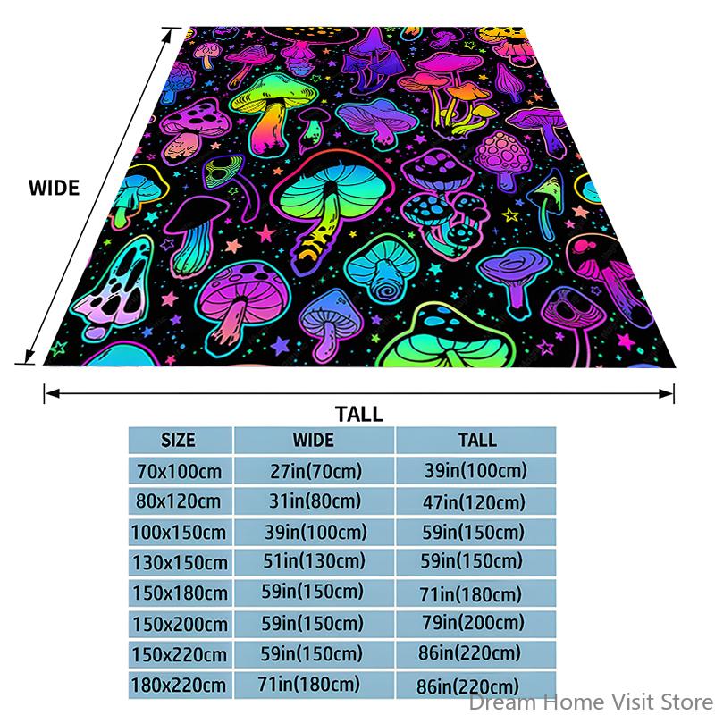1pc Warm And Soft Fantasy Mushroom Blanket Flannel Throw for Sofa,Bed, Travel, Camping, Livingroom, Office, Couch, Chair,And Bed